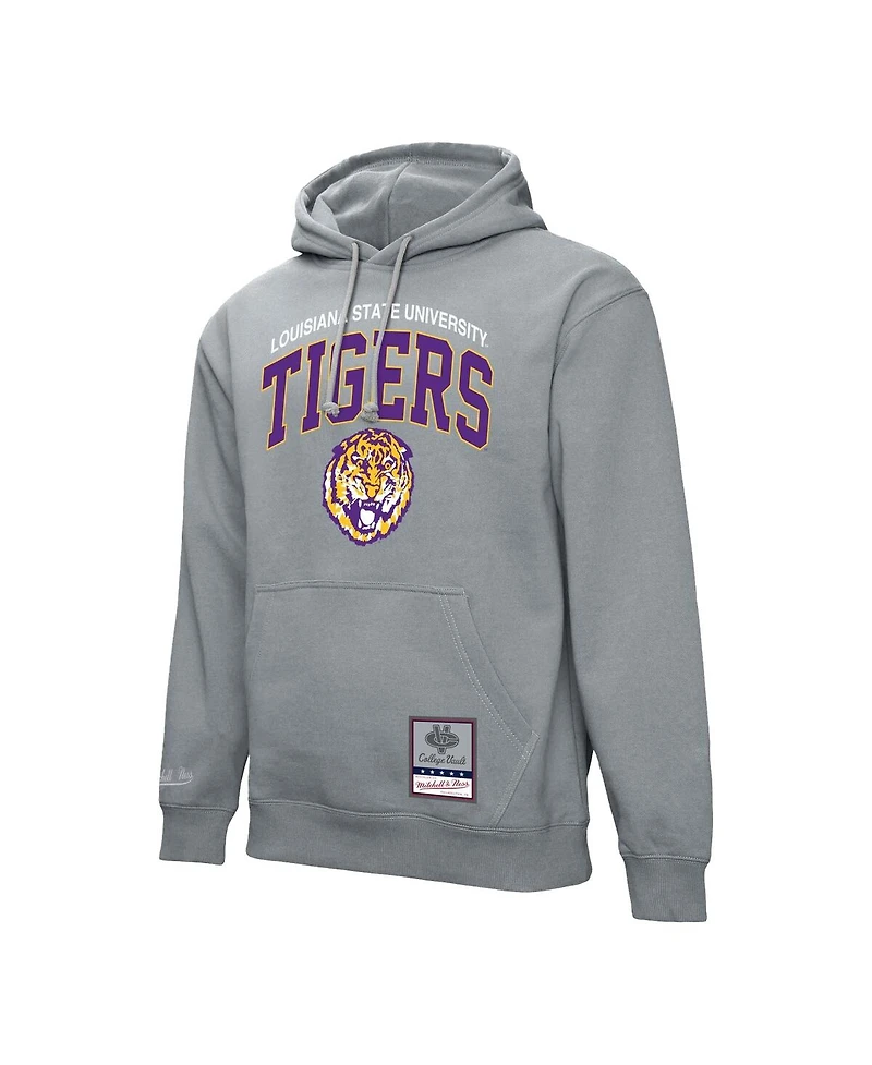 Mitchell & Ness Men's Heather Gray Lsu Tigers Classic Arch Pullover Hoodie