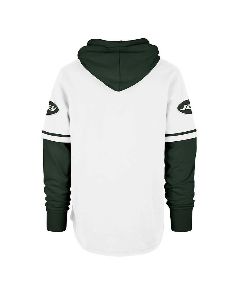 '47 Brand Men's White New York Jets Trifecta Shortstop Pullover Hoodie