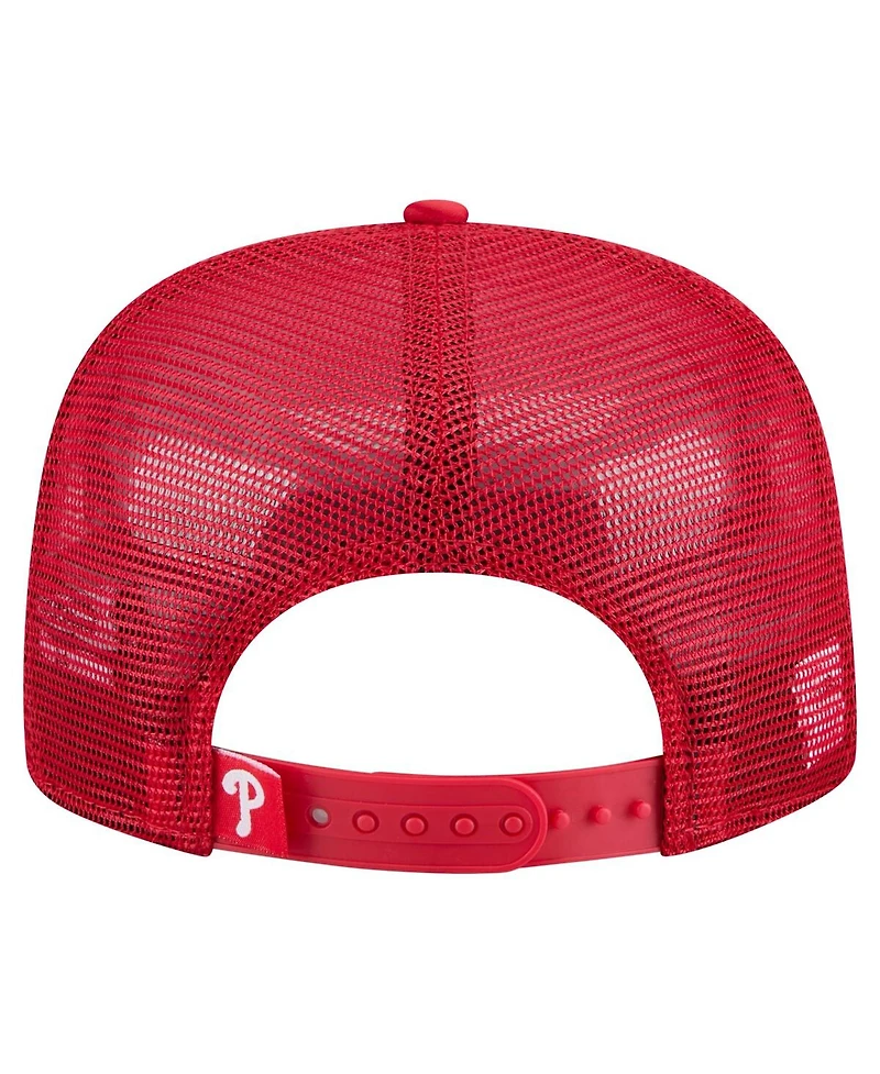 New Era Men's Red Philadelphia Phillies Retro Satin Script Golfer Adjustable Hat