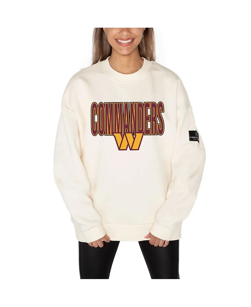 Gameday Couture Women's Cream Washington Commanders Premium Fleece Drop Shoulder Pullover Sweatshirt