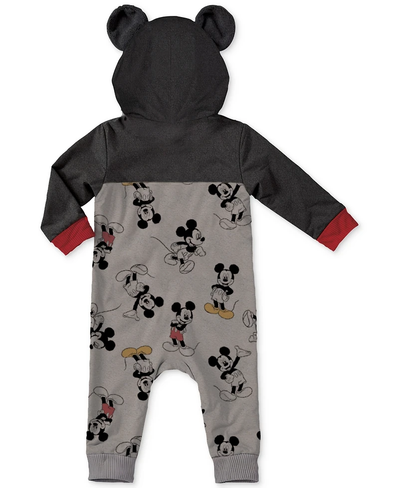Disney Baby Boys Mickey Mouse Fleece Hooded Coverall