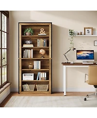 Tribesigns 74.4'' Tall Bookcase, 7 Tiers Wood Open Display Floor Bookshelf, Vintage Open Display Storage Shelves Tv Stand for Home Office, Living Room