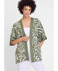 Olsen Women's Leaf Print Lightweight Kimono