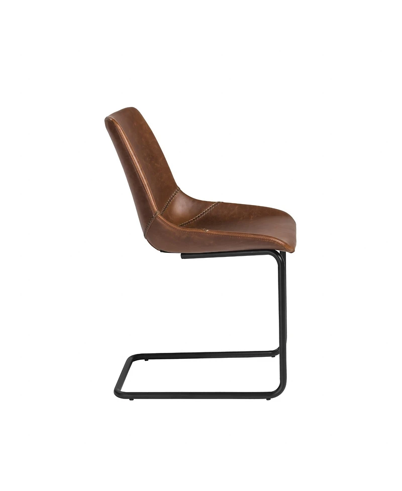 Set of 2 Faux Leather Cantilever Chairs for Dining Room or Office Seating