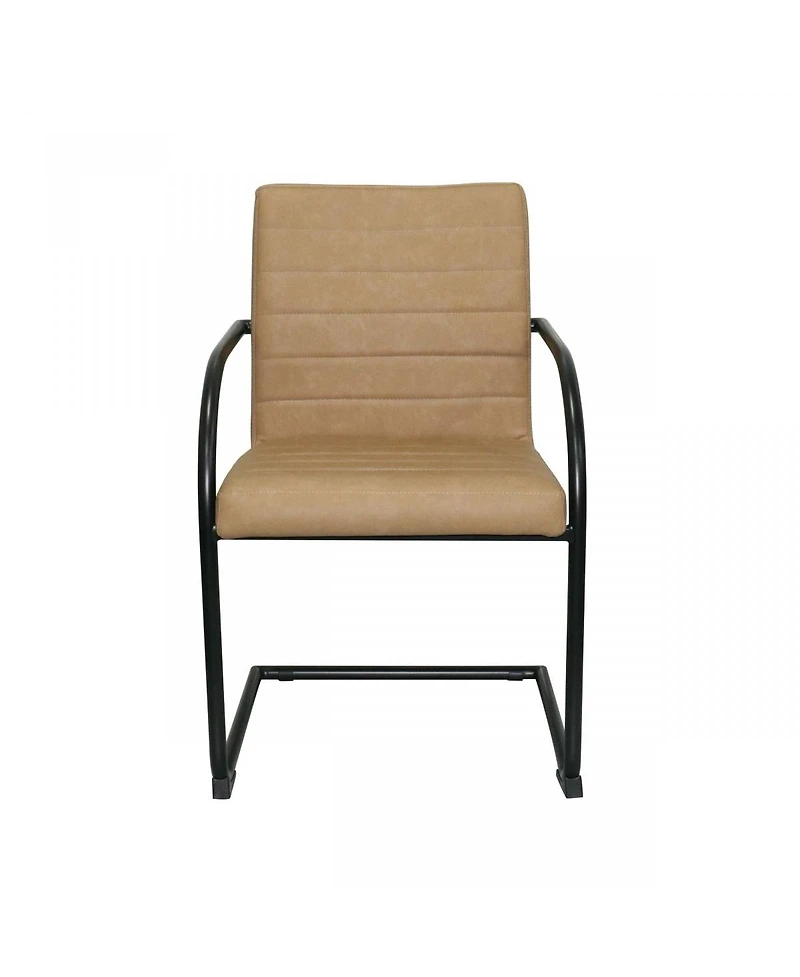Set of 2 Faux Leather Industrial Dining Chairs for Home or Office Seating