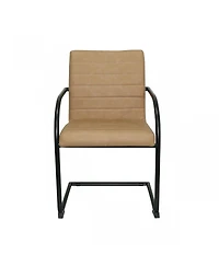 Set of 2 Faux Leather Industrial Dining Chairs for Home or Office Seating