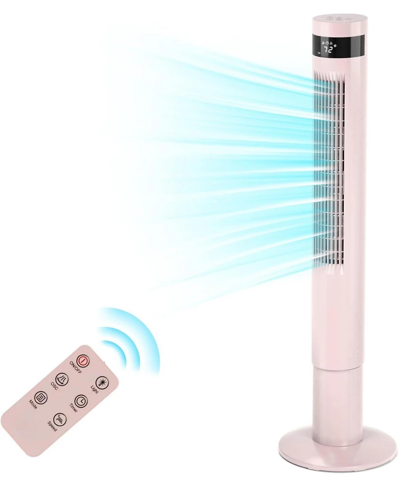 Cowsar Tower Fan Portable Floor Fans 85°Oscillating Fan 43'' Quiet Cooling 12H Timer Remote Control Standing Bladeless Electric 3 Speeds Wind 3 M