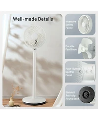 9 Inch Portable Oscillating Pedestal Floor Fan with Adjustable Heights and Speeds