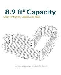 Galvanized Steel L-Shaped Raised Garden Bed