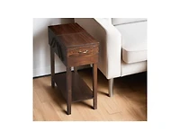 Solid Wood Rectangular End Table With Drawer And Shelf