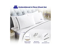 Superior Chain Links Cotton Embroidered Deep Pocket Bed Sheet Set