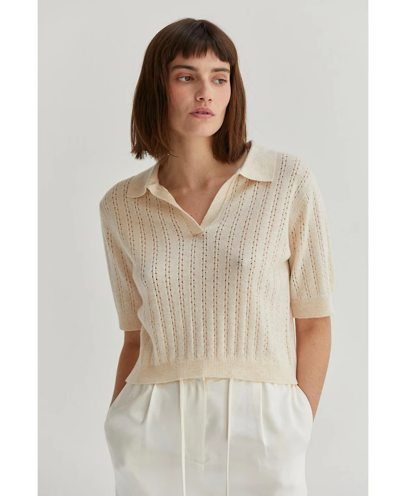 Crescent Women's Saman Pointelle Knit Top