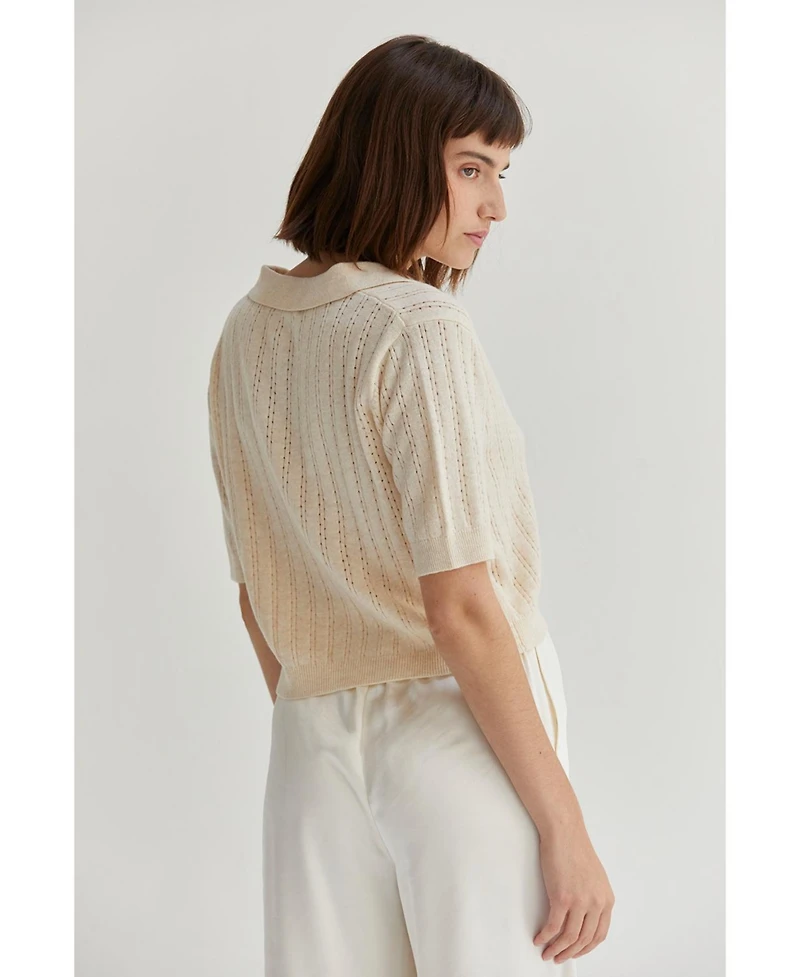 Crescent Women's Saman Pointelle Knit Top