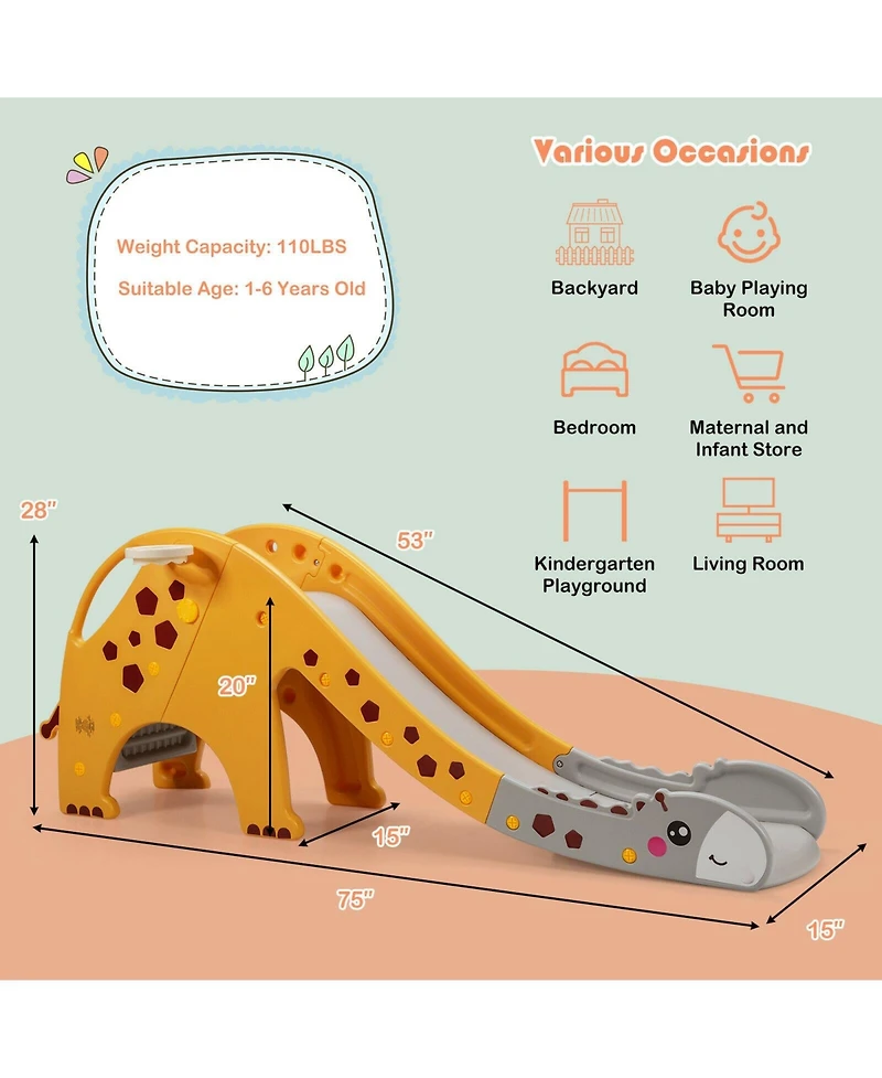 3 in 1 Kids Climber Slide Play Set with Basketball Hoop