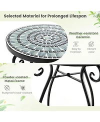 Small Plant Stand with Weather Resistant Ceramic Tile Tabletop
