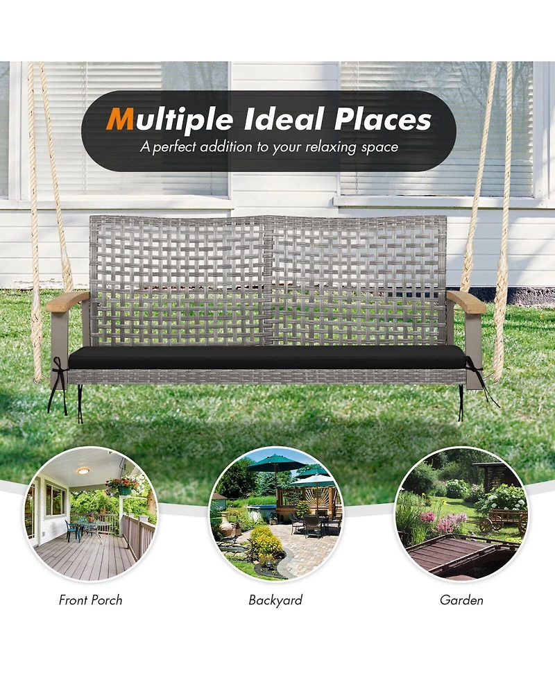 2-Person Patio Wicker Hanging Swing Chair