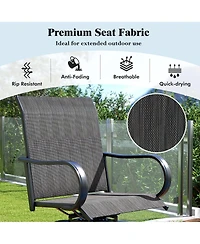 Gymax Outdoor Swivel Bar Stool Set of 2 w/Breathable Fabric and Heavy Duty Metal Frame Navy