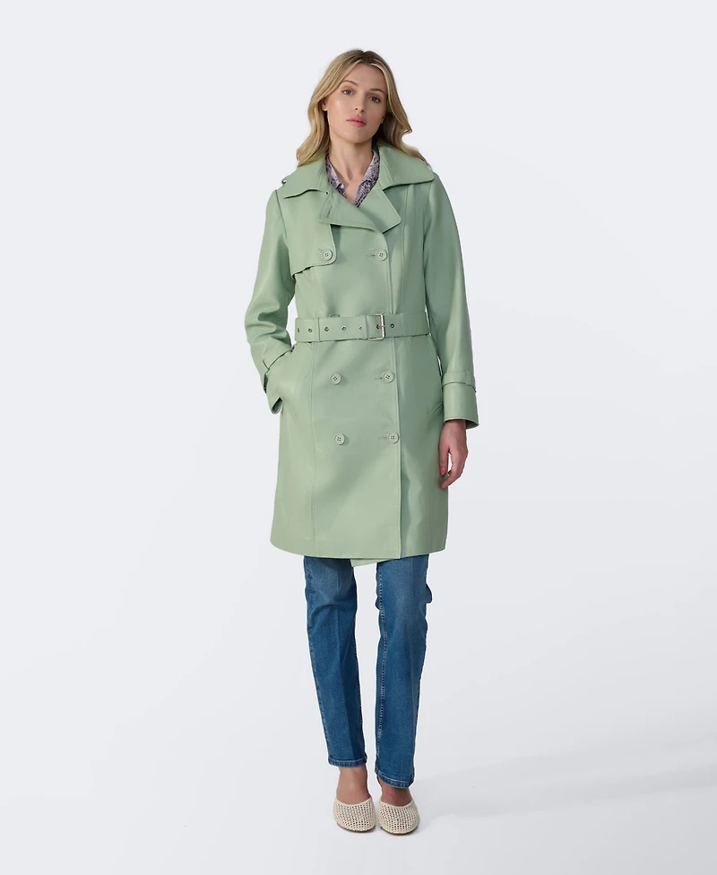 Furniq Uk Women's Leather Trench Coat, Created for Macy's
