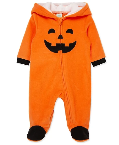 Little Me Baby Pumpkin Fleece Footed Coverall