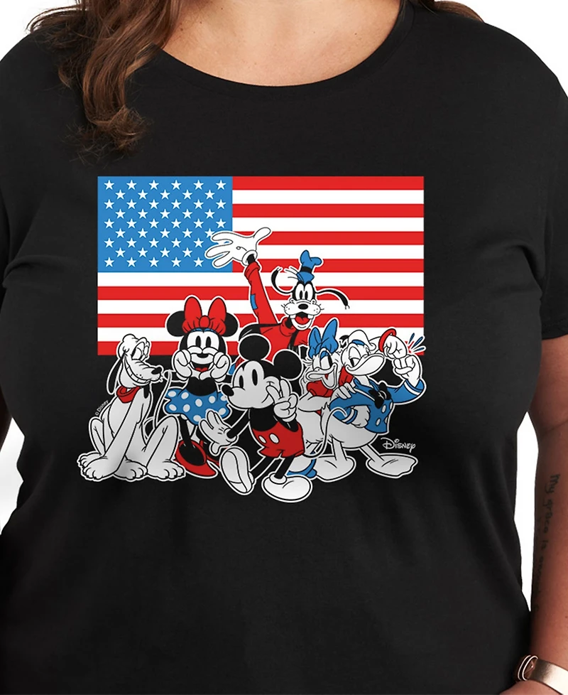Hybrid Apparel Plus Disney Mickey and Gang American Flag Graphic T-Shirt