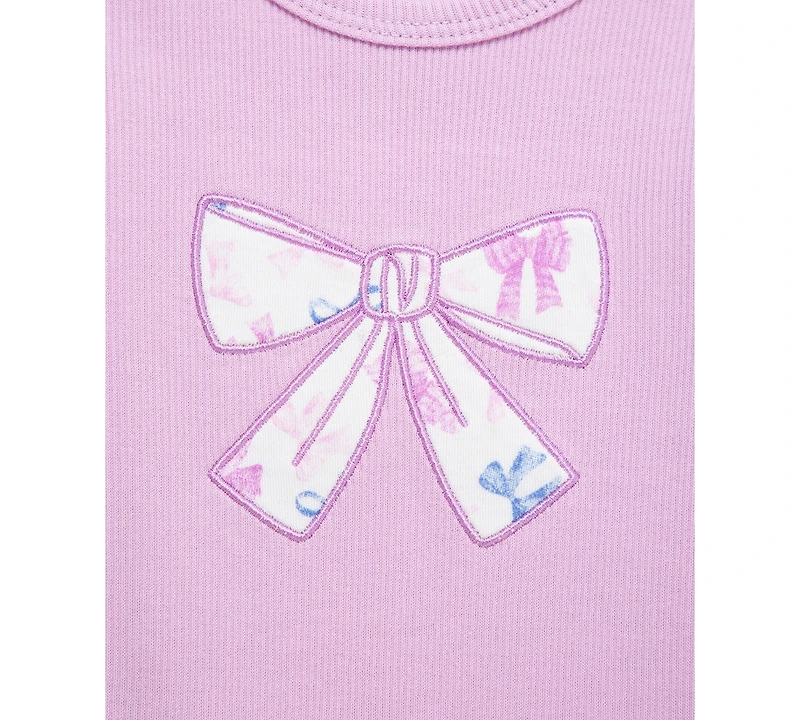 Little Me Baby Girls Pretty Bows Cotton Headband, Bodysuit & Pants Set