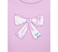 Little Me Baby Girls Pretty Bows Cotton Headband, Bodysuit & Pants Set