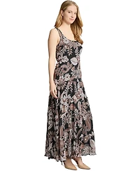 Jones New York Petite Printed Scoop-Neck Tiered Dress