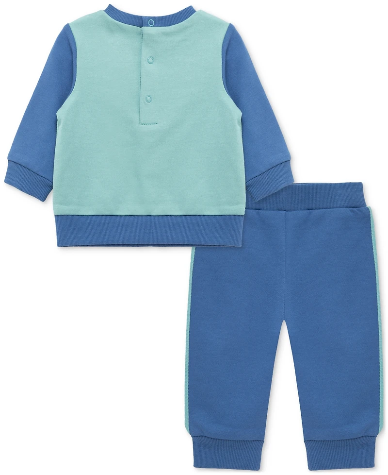Little Me Baby Boys Cotton Trucks Sweatshirt & Jogger Pants, 2 Piece Set