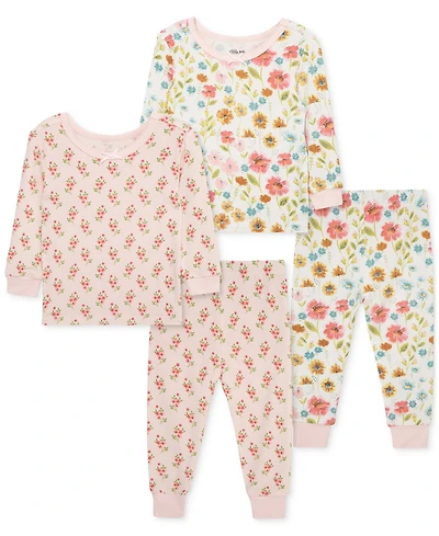 Little Me Baby Girls Floral Pajamas, 4 Piece Set