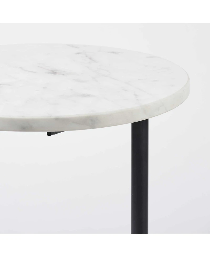 Luxurious Round Marble End Table with Sleek Metal Base