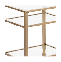 Stylish Rectangular End Table with Two Shelves for Home or Office Use