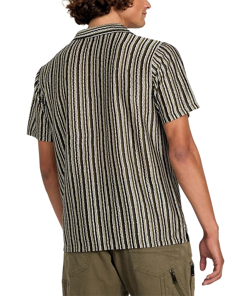 Guess Men's Wyatt Short Sleeve Striped Button-Front Camp