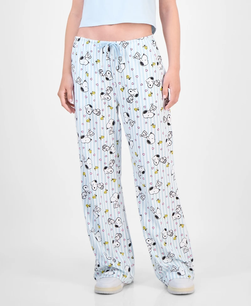 Love Tribe Juniors' Snoopy Allover-Print Drawstring Pants