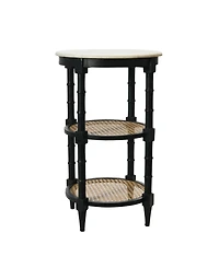 Creative Co-op 17.7" Solid Wood Natural Cane Round End Table