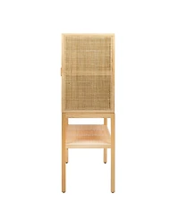 Creative Co-op 15.8" Woven Rattan and Wood Bohemian Cabinet