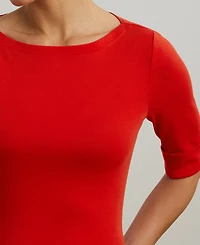 Lauren Ralph Petite Stretch Cotton Boatneck Tee
