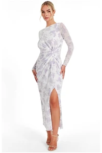 Quiz Women's Flocked Mesh Floral Maxi Dress