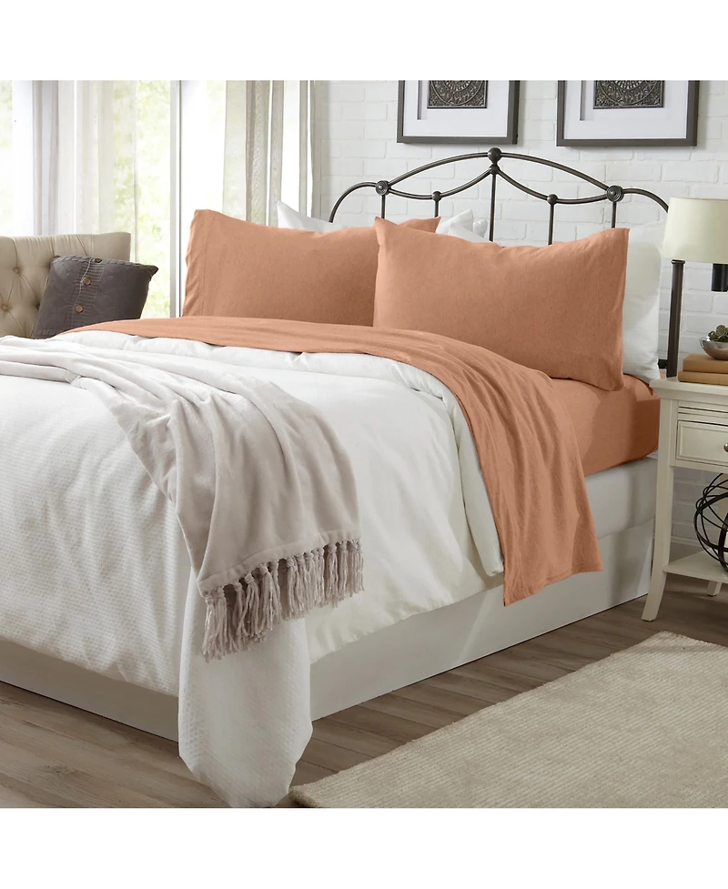 Linery & Co. Heathered Melange Cotton Jersey Knit Sheet Set