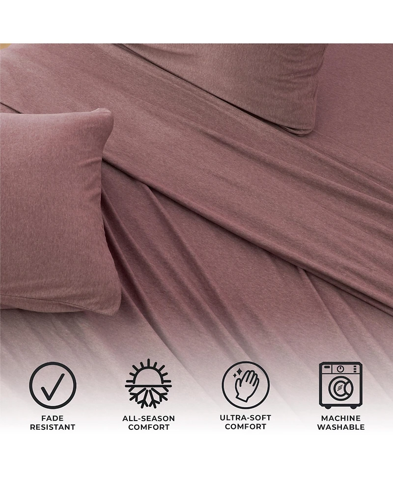 Linery & Co. Heathered Melange Cotton Jersey Knit Sheet Set