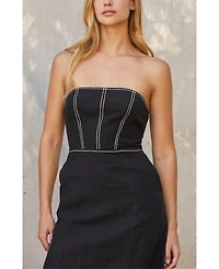 Crescent Women's Lesli Contrast Stitch Tube Midi Dress