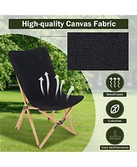 Set of 2 Bamboo Dorm Chair with Storage Pocket for Camping and Fishing