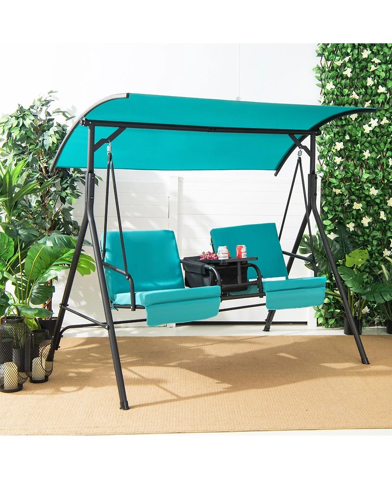 Porch Swing Chair with Adjustable Canopy