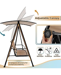 2-Seat Outdoor Canopy Swing with Comfortable Fabric Seat and Heavy-duty Metal Frame