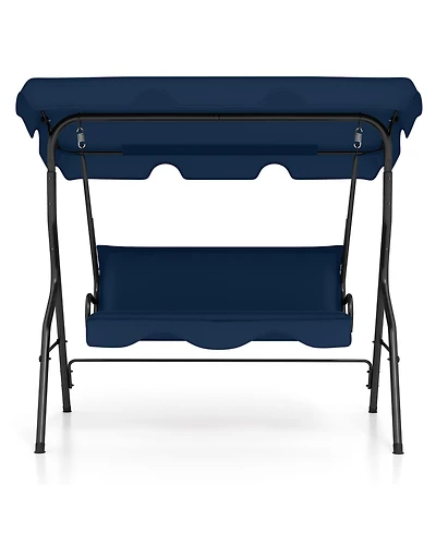 3 Seat Outdoor Patio Canopy Swing with Cushioned Steel Frame