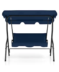 3 Seat Outdoor Patio Canopy Swing with Cushioned Steel Frame