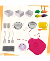 Wooden Kids Play Kitchen Playset with Realistic Lights and Sounds