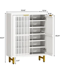 Tribesigns 6-Tier Shoe Cabinet with Shutter Doors, Modern Freestanding Shoe Organizer Cabinet with Adjustable Shelves, Large Wooden Shoe Storage Cabin
