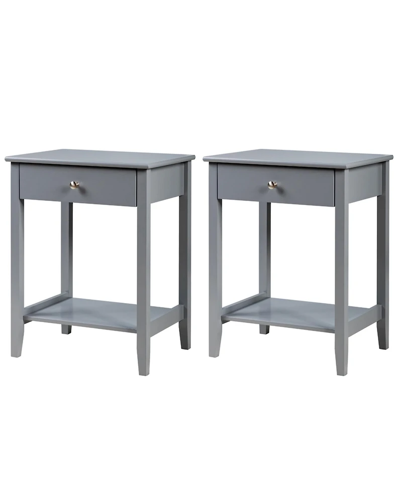 Gymax 2PCS Nightstand Sofa Side End Table Bedroom Living Room w/ Shelf Drawer