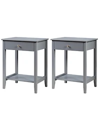 Gymax 2PCS Nightstand Sofa Side End Table Bedroom Living Room w/ Shelf Drawer