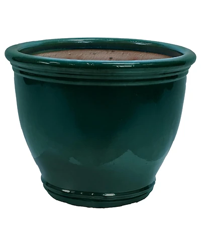 Studio Outdoor/Indoor Uv- and Frost-Resistant Ceramic Flower Pot Planter with Drainage Holes